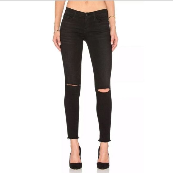 Frame Le skinny de jeanne black Raw hem jeans 26 - Picture 1 of 10